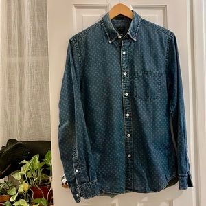 Jcrew denim shirt with dot pattern